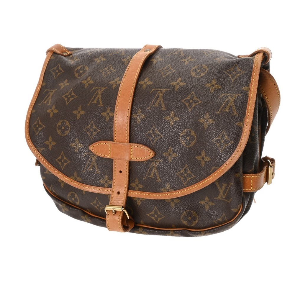 Louis Vuitton Monogram Shoulder Bag Canvas Brown Saumur